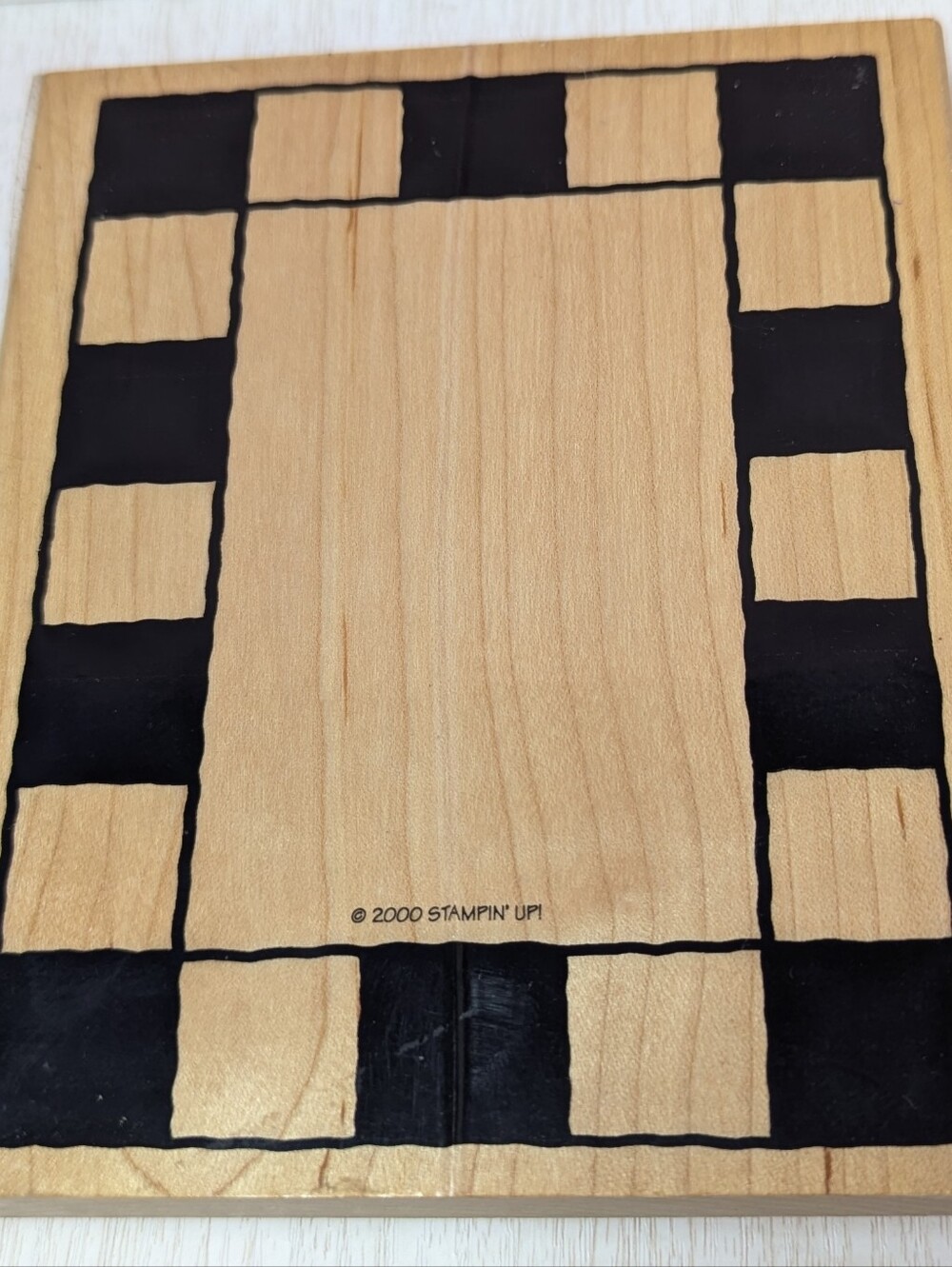 2000 Stampin Up Large Checkerboard Frame Wood Rubber Stamp